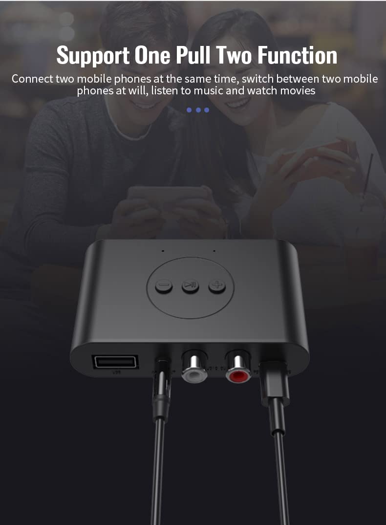 Adaptador de receptor de audio Bluetooth V5.4 Adaptador Bluetooth para audio, compatible con disco flash USB, para smartphone, tablet, altavoz de coche, auriculares inalámbricos, etc.