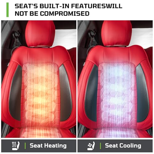 Image of Custom Leather Car Seat Covers for Ford Mustang 2015-2023 Coupe, Black /Red