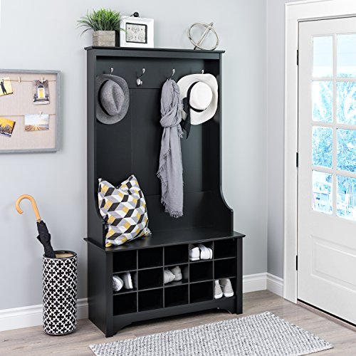 Prepac Hall Tree With Shoe Storage, Black #TOP5