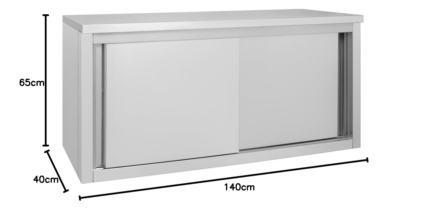 METRO Professional Armadio pensile per cucine professionali GWCB1140, acciaio inox, 140 x 40 x 65 cm, con 2 porte scorrevoli, argento