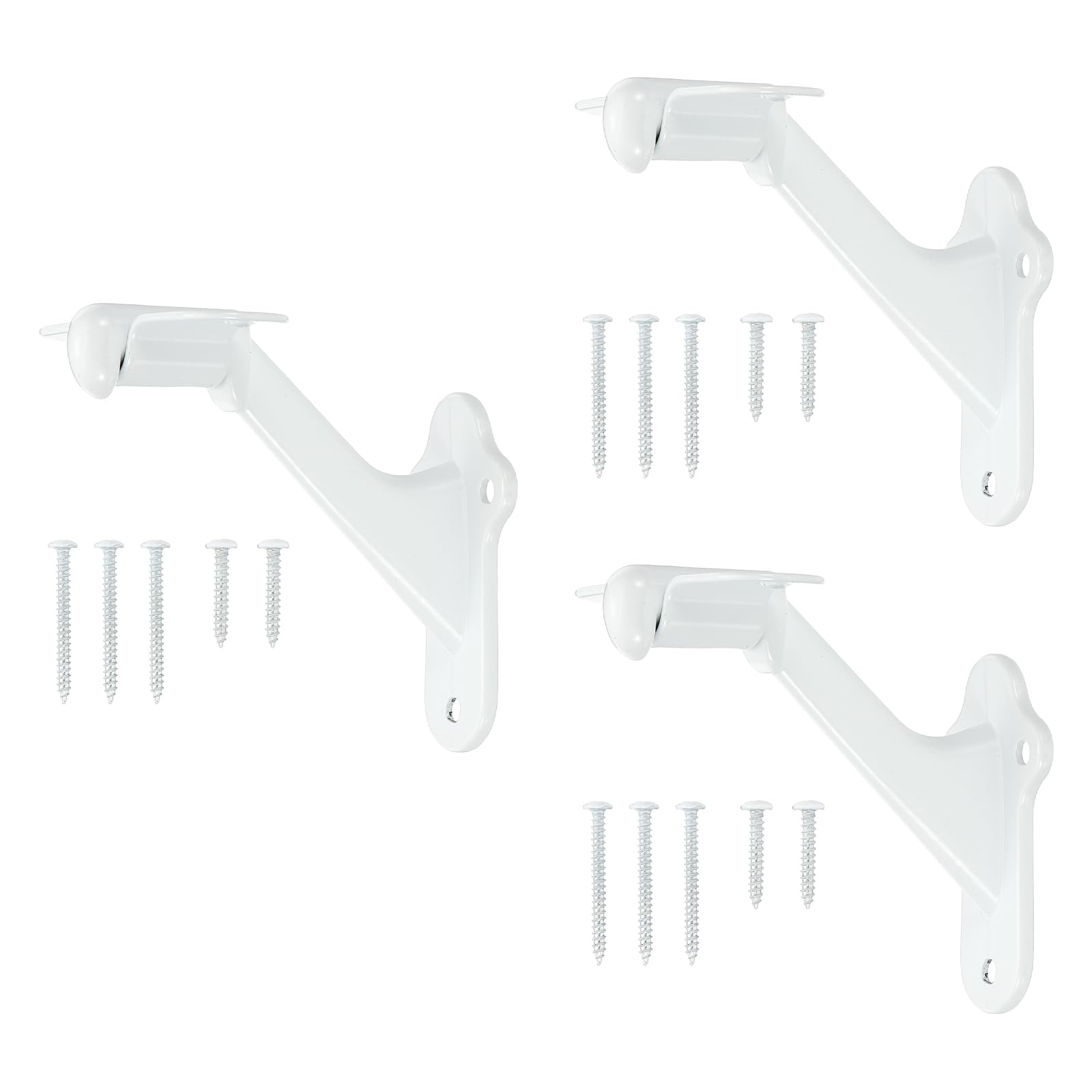 sourcing map 3Pack White Handrail Bracket, 3 Inch Heavy Duty Stair Railing Brackets Stair Support Banister Hardware for Home Office Indoor & Outdoor Stairways — image 1