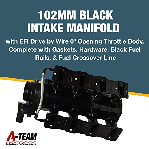 A-Team Performance - Fabricated Intake Manifold W/Drive By Wire 102Mm Efi Throttle Body - Compatible With Ls Lsx Ls1 Ls2 Ls6 Black #TOP3
