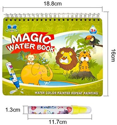 2 pcs Magic Water Coloring Books, LISOPO Water Drawing Doodle Book for Children with 2 Magic Pens, Learning Toys for 2 3+ Year Old Boys Girls, Painting Board for Children, Drawing Gifts for Kids