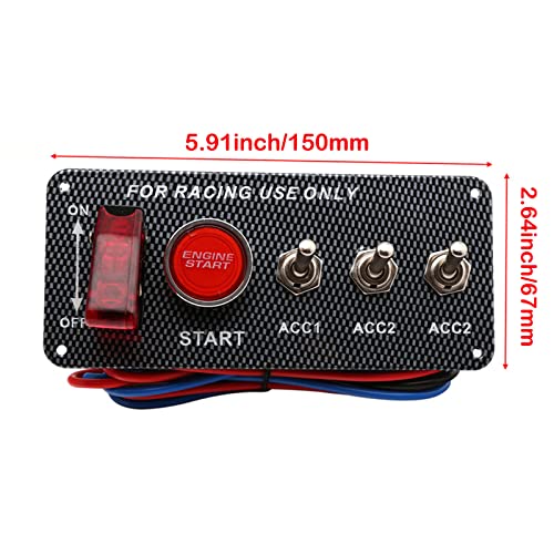 Bllyogu 12V Ignition Switch Panel 5 In 1 Car Ignition Switch Panel Kit With Engine Push Button Carbon Fiber Led Toggle Switches Race Car Ignition Starter Switch For Racing Car Truck Rv #TOP2