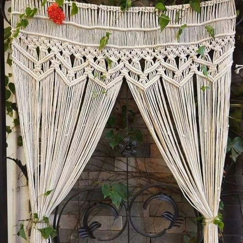 Séparateur de pièce macramé beige amovible pour masquer et décorer - 4