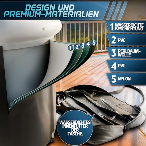 FROST POLAR - Eisbad 350 Liter - Eistonne 80 cm x 85 cm Aluminium Legierung Halterungen - Ice Bath Inklusive Kissen, Wasserdichter Aufbewahrungstasche und Nachfüllpackungen.