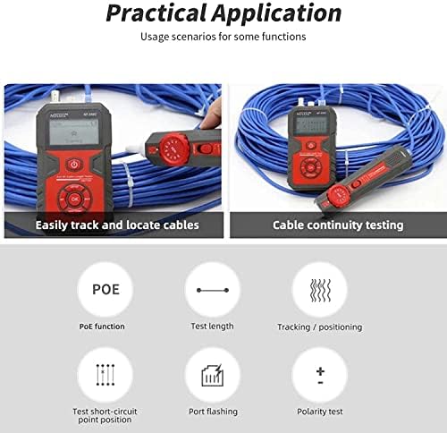 Network Cable Tester, NOYAFA RJ11 RJ45 Ethernet Cable Tester POE Tester Cable Toner, Rechargeable Anti-Interference Network Tester for Telephone LAN Coax Cable