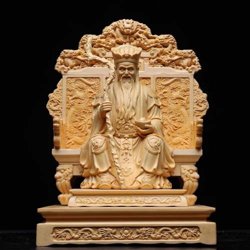 木彫りの仏像 福の神 福禄寿 (高さ30cm×巾23cm) 桧木製高級木彫り 商売繁盛 無病息災 福徳 福運 厄除け 仏教工芸品 精密細工 彫刻 (ふくのかみふくろくじゅ)