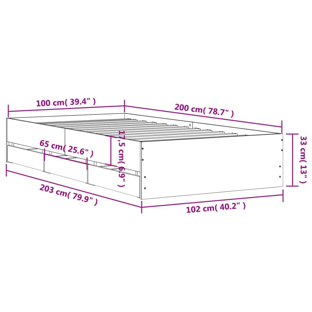 vidaXL Bedframe metaal zwart 100x200 cm