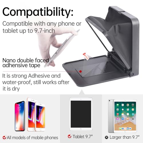 Image of LENSGO 9.7 inch Teleprompter for Camera iPad Tablet Smartphone w /Remote Control, APP Compatible with iOS & Android System for Online Teaching Vlogger Live Streaming Interview, Fold in One Sec