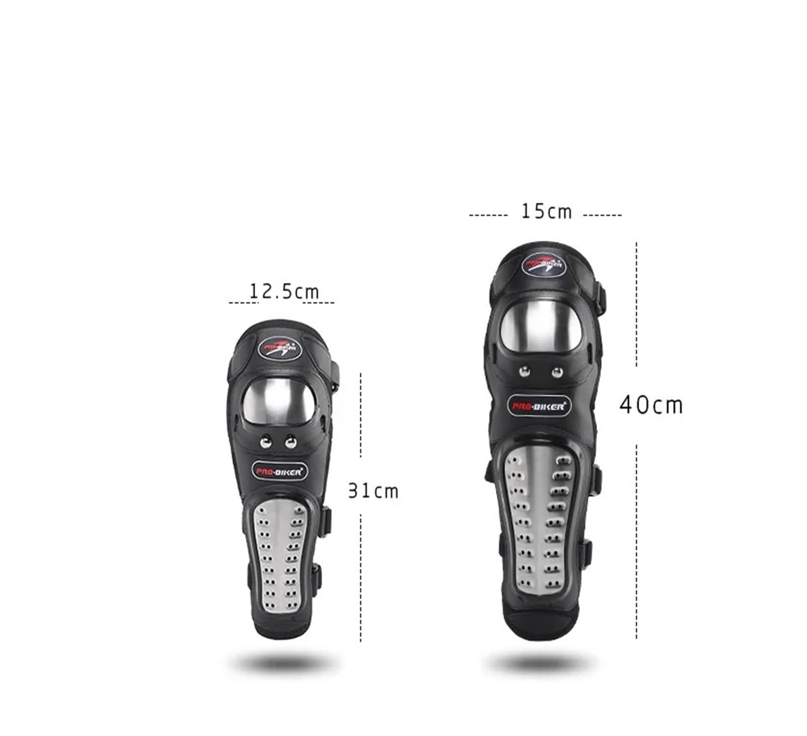 Ginocchiere per moto in acciaio inox, ginocchiere per gomito, protezione da corsa da motocross, equipaggiamento protettivo, protezione per ginocchia (4 pezzi, nero)
