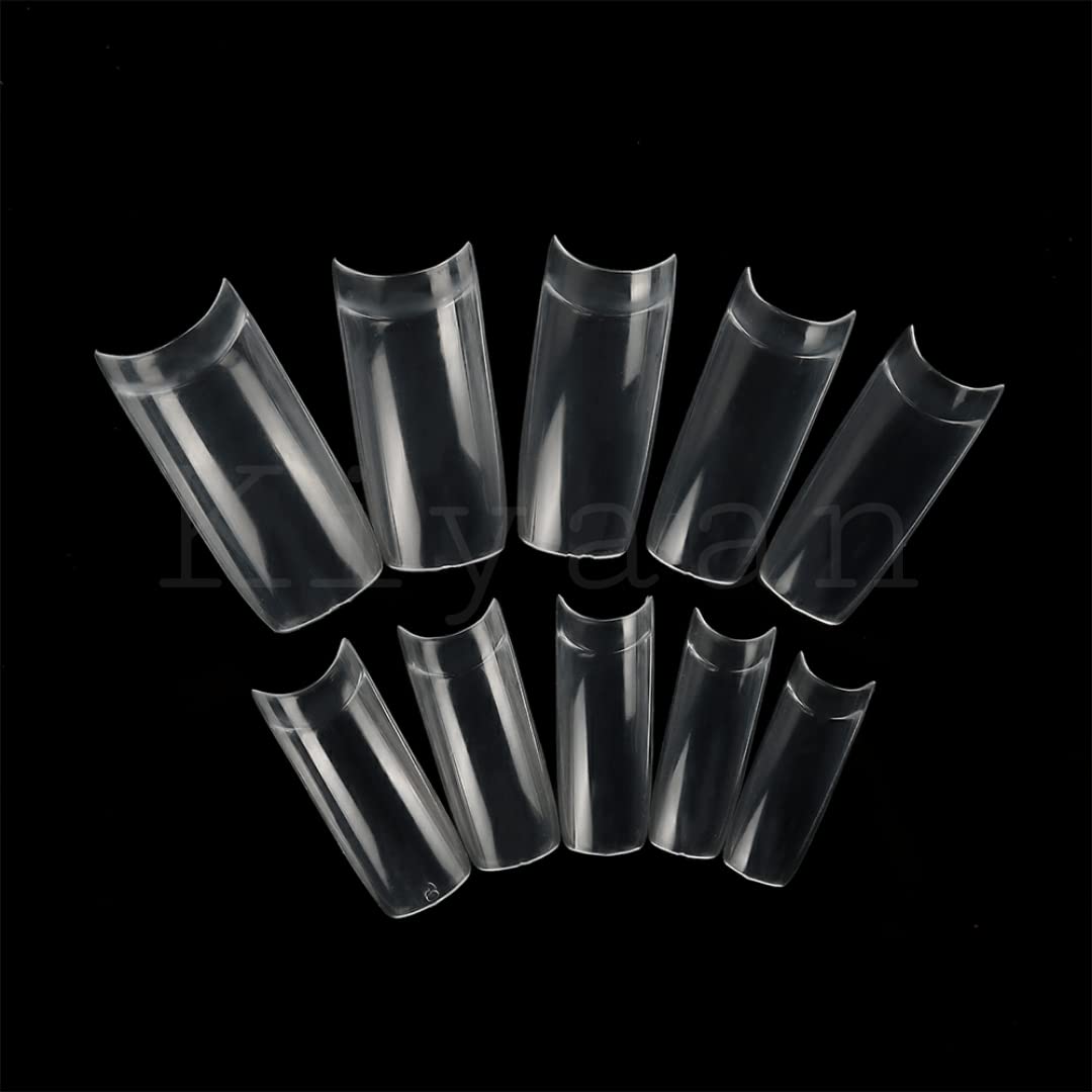 Kiyaan Clear False Nails Tips Box of 10 Sizes Nail Extension Form 100pcs Poly Gel Acrylic Mold Artificial Dual Forms System UV DIY Polish Manicure Tool 100PCs/Fingernails Full Cover French Tip