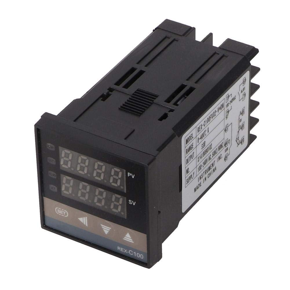 Regolatore di temperatura PID REX-C100, 0-400 ℃ Kit termostato regolatore di temperatura PID LED digitale CA 110 V-240 V con termocoppia K/sensore di temperatura, Max25A SSR