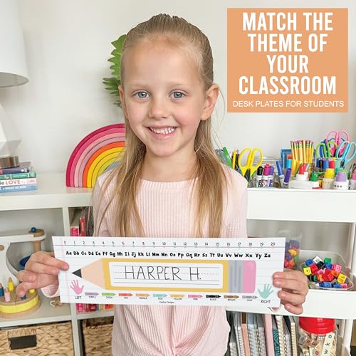 Hadley Designs Desk Name Tags for Classroom –36 Student Name Tags for Desks, 14.5x4.5 Name Plates for Classroom Decor, Teacher Supplies Pastel Nametags, 1st-3rd Grade Kindergarten Preschool Must Haves — view 5