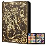 FEIDIAO Trading Card Binder,360 Side Loading Pockets Albums with Zipper,3D PU Leather Embossed Flying Dragon Card Books,9 Pocket Collectible Cards Game Album for MTG,TCG,Pokmon,Lorcana (Bronzed)