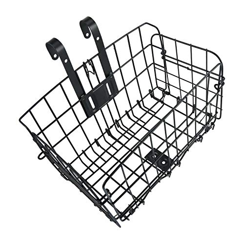 Yaesport Folding Rear Bike Basket Wire Mesh Fold-Up Detchable Front Bag Rear Hanging Bike Basket Bicycle Bag Cargo Rack for Mountain Bike Accessories Bike Frame Basket 1 Pack