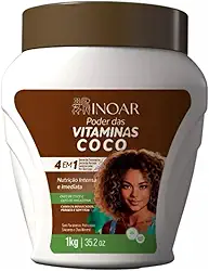 Inoar, Creme De Pentear, 4x1, Poder Das Vitaminas Coco, Nutrição Intensa E Imediata - Ressecados, Frágeis E Sem Vida - 1kg