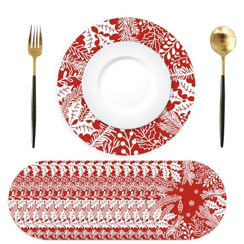 50 Stück Weihnachten Papier Platzsets rund Papier Tischsets Blätter...
