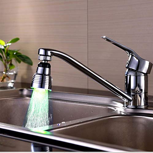 Image of inchSNOMYRS 3-Color Temperature Sensitive Gradient LED Faucet Light Circular 360 Degree Rotatable Color Changing Faucet Tap Sink Faucet for Kitchen and Bathroom (3 Color-1PC-360- Circular) inch
