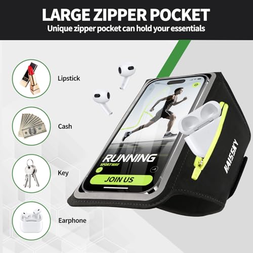 Kebrela Running Armband with Earphone Bag for iPhone 16/15/14 Max/Pro/Plus & Galaxy S20/S10, Touchscreen Compatible, Phone Holder for Running with Card Slot & Key Pockets, Fit Up to 6.9 Phone - image 2