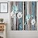 Laifzere Teal Farmhouse Daisy Curtains, Wooden Flower Window Curtains 42x63 Inch for Bedroom Living Room Decor, Rustic Floral Butterfly Country Drapes Treatment Draperies Fabric Rod Pocket (2 Panels