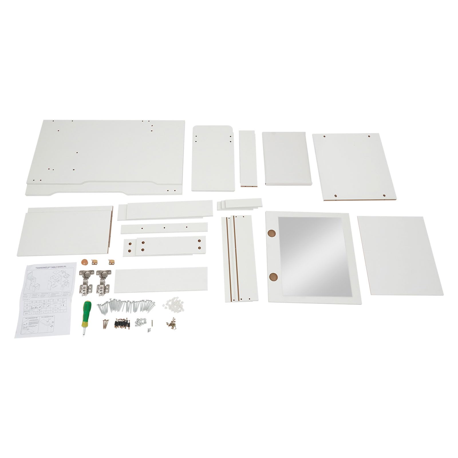 Schminktisch mit Hocker und Spiegel, Kosmetiktisch für Schlafzimmer, moderner Frisiertisch in Weiß, freistehende Kommode mit Ablagefläche – 40x37,5x72 cm (MDF)