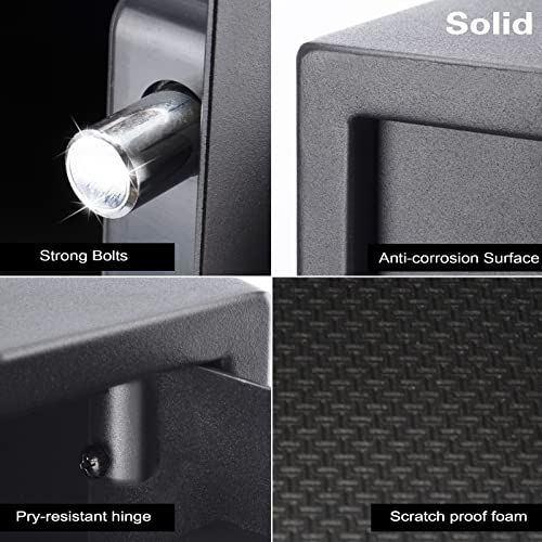 Soulyi Safe Box, 0.5 Cubic Feet Small Safe With Digital Keypad Override Keys, Money Safe Mounted On Wall Floor Of Home Office Hotel For Jewelry Document Cash Gun Storage #TOP3