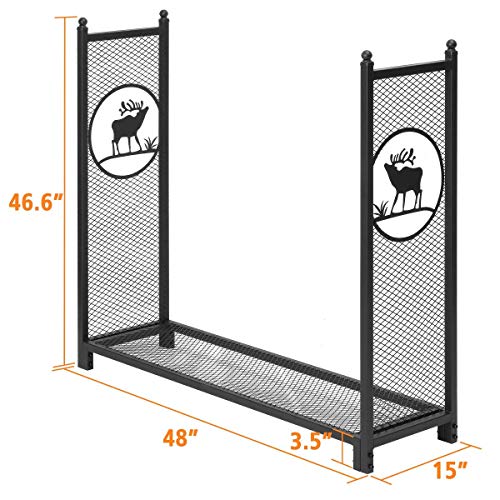KINGSO 4ft Firewood Rack Outdoor Premium Heavy Duty Mesh Log Rack Firewood Storage Rack Holder Steel Tubular Fire Wood Rack for Patio Deck Log Storage Stand for Indoor Outdoor Fireplace Tool