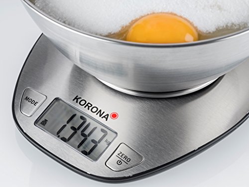 Korona 75880 Küchenwaage MILA | Tragkraft 5 kg, Einteilung 1 g | gut ablesbares LCD Display | inkl. großer Edelstahl… – Bild 3