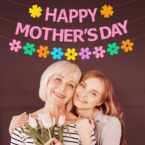 Docidayhappymothersdaybannerredglitterymomdaydecorationteapartygarlanddecorations Urban Country Home Decor Dociday happy mothers day banner red glittery mom day decoration tea party garland decorations urban country home decor