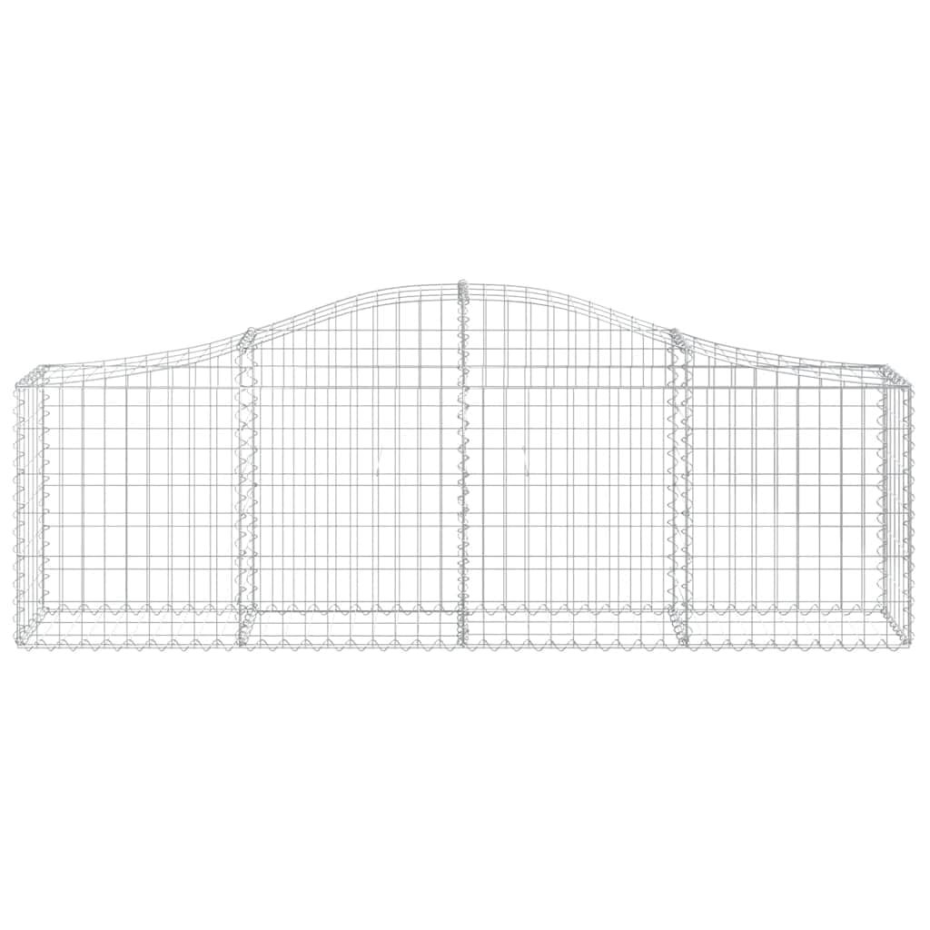 Gaviones con arco alto, 200 x 30 x 60/80 cm, hierro galvanizado, 2 unidades | Paredes arqueadas de alambre de 3,5 mm para patio y patio trasero. Incluye gancho de conexión reforzado.