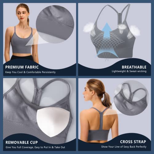 Image of Sports Bra, Workout Tops for Women, Medium Impact Strappy Padded Sports Bras for Women High Support