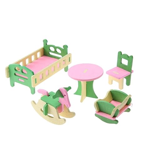 Jokereader Creative Wooden Miniature Dollhouse Simulation Furniture Set Children Toy(4) for Kids 2-12 Years All Toys