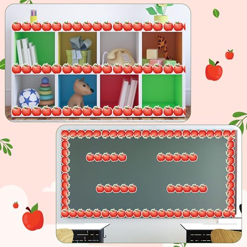 Image of BeYumi Watercolor Apple Border Trim - 65ft Back to School Apple Shape Rolled Border Trim Pastel Watercolor Bulletin Board Set Classroom Office Chalkboard Kindergarten Elementary Home Party Decoration