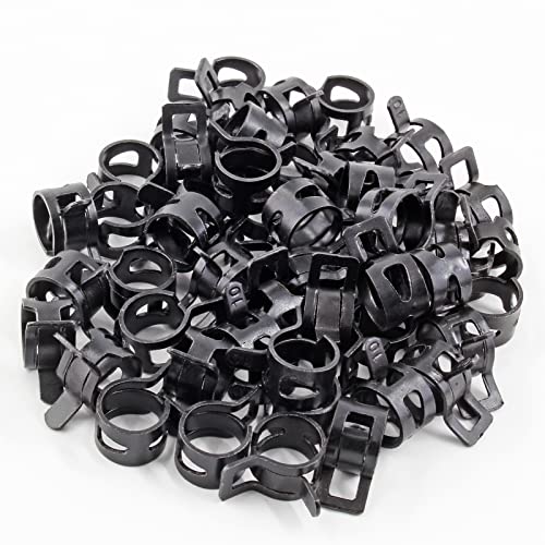 Bonsicoky 50Pcs 3/8" Spring Band Type Action Hose Clamp,10Mm Black Manganese Steel Spring Clip Pipe, For Fuel Line Silicone Hose Line Water Pipe #TOP19
