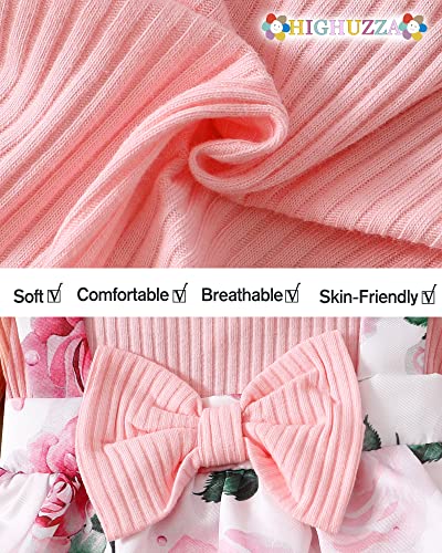 Highuzza Baby Girl Clothes Newborn Dress Infant Romper Outfits Jumpsuit Clothing Suspender Headband Overall Skirt Set Winter Fall 0-3 Month Pink #TOP4