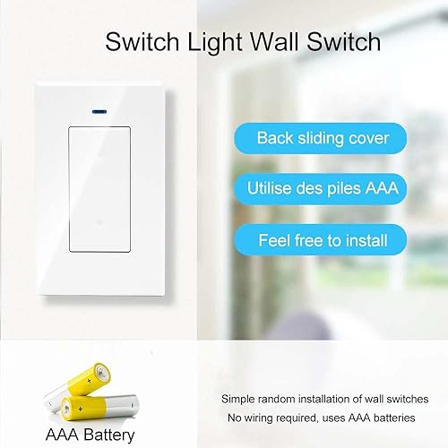 Miniatura 6 de QIACHIP Kit de mini receptor, rango RF de 100 pies, interruptor de luz de pared inalámbrico AC 110 V 120 V, sin cableado, no requiere WiFi, para