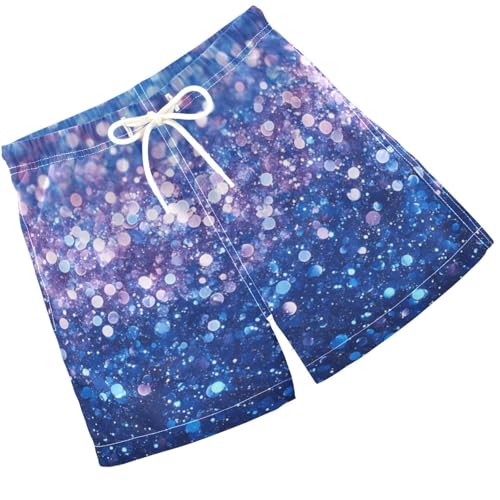 Pigsaly Boys Swim Trunks Light Purple Blue Gradient Flashing Glitter Boys Board Shorts Swimsuit Swimwear Bathing Suit XS