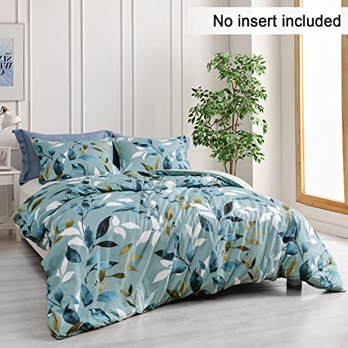 Phf Washed Soft Duvet Cover Set California King, 3Pcs Stylish Botanical Comforter Cover Set, Ultra Soft Comfy Durable Chic Duvet Cover With Pillow Shams Bedding Collection, 104" X 98", Green Botanical #TOP3