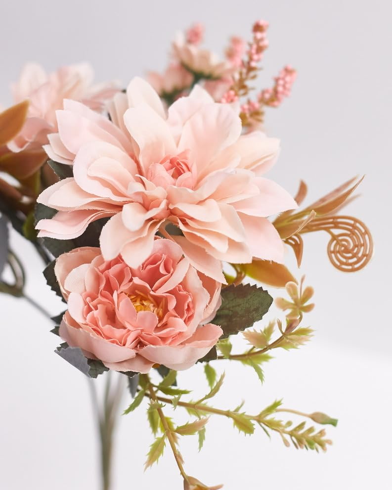 The Baked Studio Silk Artificial Flower Bouquet (Peonies, Dahlia Roses, Daises & Foilage) - Image 2