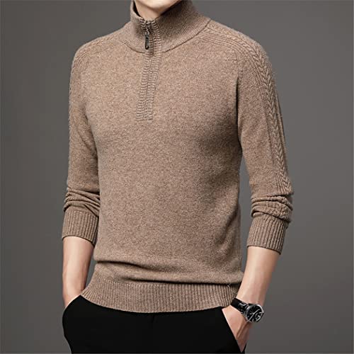 Pull à demi-fermeture éclair vert homme L avec col montant isolant et chaud