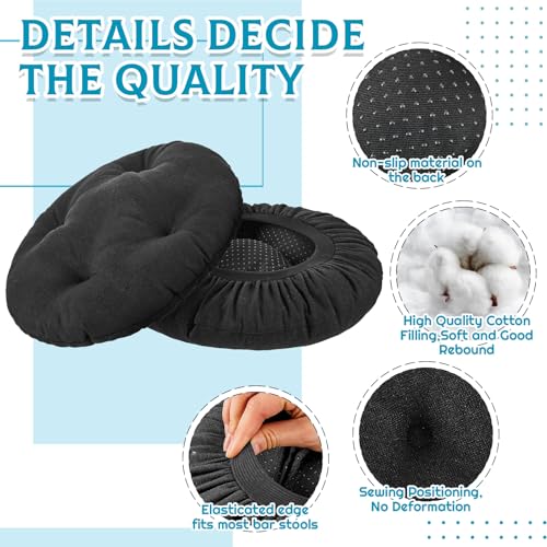 Image of Marsui 2 Pieces Bar Stool Cover Non Slip Padded Cushion, 13 Inch, Black