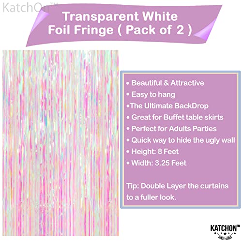 Image of KatchOn, XtraLarge Iridescent Pink Backdrop Curtain - 3.2x8 Ft, Pack of 2| Tinsel Backdrop for Gender Reveal, Bachelorette, Bridal Shower, Birthday Decorations | Mermaid, Unicorn Birthday Decorations