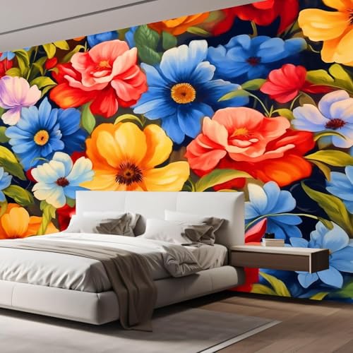 Papier peint panoramique fleurs gros plan pour masquer imperfections mur bureau