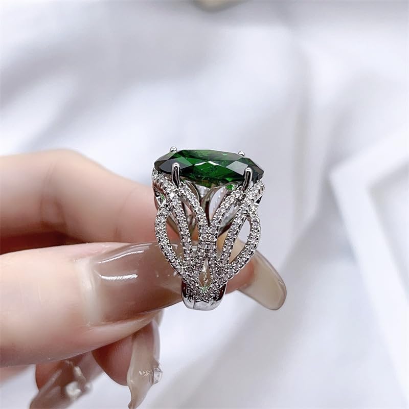 925 Sterling silver emerald Zircon eternal engagement Ring Cubic Zirconia Rings Diamond Rings for Women Jewelry Findings Earring Backs Findings - Image 5
