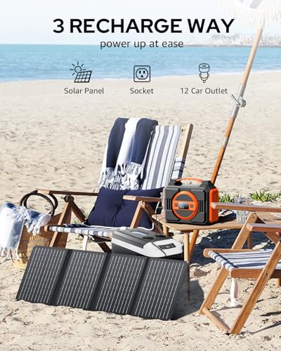 Portable Power Station Bank 300W Rated(600W Peak),220Wh Solar Powered Power Bank with 2 AC Outlet 110V Pure Sine Wave, 60000mAh Power Bank Lithium Battery Pack for Home Outdoor Camping Emergency - Image 4