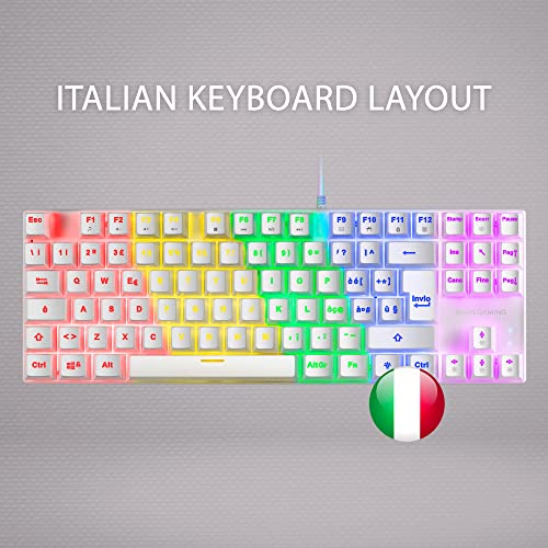 MK80 Bianco, Tastiera Gaming Meccanica TKL FRGB, Antighosting, Switch Meccanico Rosso, Lingua Italiano - Tastiera gaming - Immagine 5