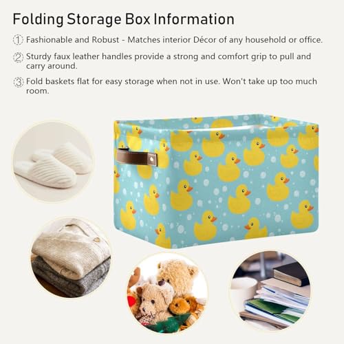 Image of Aslsiy Storage Basket Cute Yellow Ducks-2 Nursery Bins Baby Canvas Box Clothes Shelf Basket Laundry Hampers 1 Pcs
