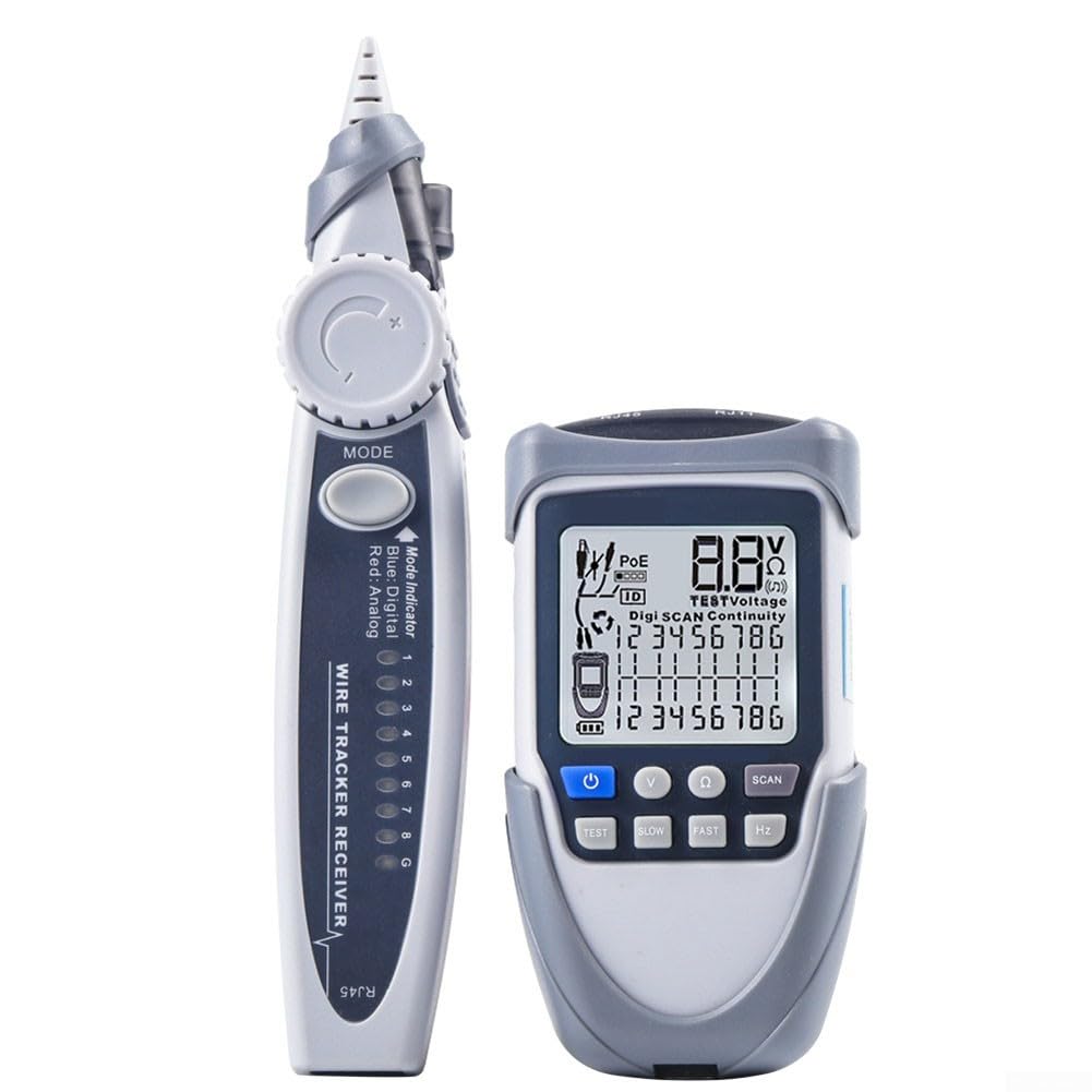 Tester per cavi ET612 ET613 per PoE Powered Cable Tracing Ethernet Coppia ID Test di connessione Modalità analogiche digitali Display LCD Luce LED (ET613)