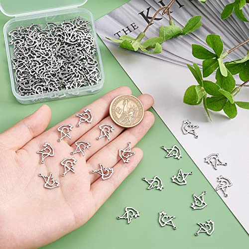 DICOSMETIC 120Pcs Animal Bird Charms Stainless Steel Dove Pendants Hollow Style Peace Dove Charms Small Bird Charms Heart Piece Jewelry Making Charms for DIY Crafts Hole: 0.9mm - Image 2